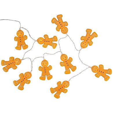 10-Count LED Orange Gingerbread Men Christmas Fairy Lights 4ft Copper Wire