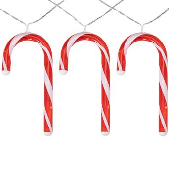 7 B/O LED Warm White Candy Cane Christmas Lights - 3' Clear Wire