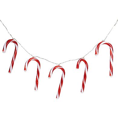 7 B/O LED Warm White Candy Cane Christmas Lights - 3' Clear Wire