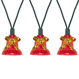 40-Count Red Bells with Musical Christmas Light Set 13ft Green Wire