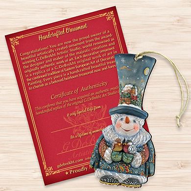 Set of 2 - Old World Christmas Snowman Wooden Christmas Ornaments by G. DeBrekht - Christmas Santa Snowman Decor