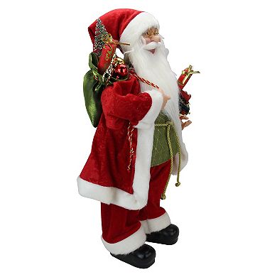 24" Red and White Santa Claus with Presents and Drum Christmas Figure