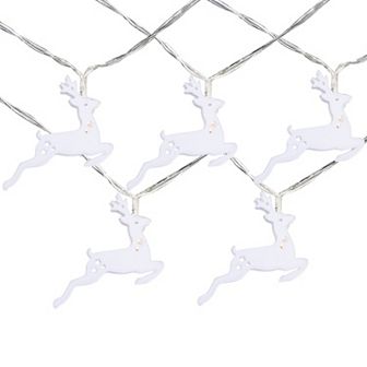 10 B/O LED Warm White Reindeer Christmas Lights - 3' Clear Wire