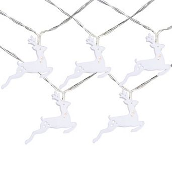 10 B/O LED Warm White Reindeer Christmas Lights - 3' Clear Wire