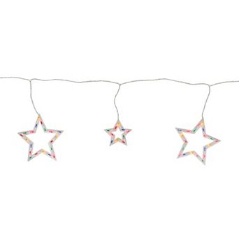 100-Count Multi-Color Star Shaped Mini Icicle Christmas Lights 7ft White Wire