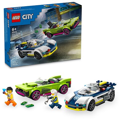 Детские конструкторы LEGO City Police Car and Muscle Car Chase Pretend Play Toy 60415 (213 Pieces)