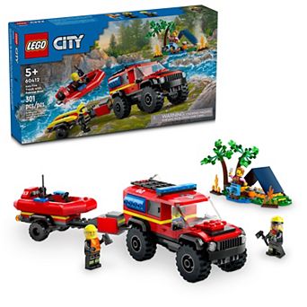 LEGO City 4x4 Fire Truck with Rescue Boat Toy 60412 (301 Pieces)
