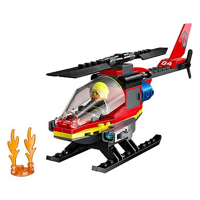LEGO City Fire Rescue Helicopter Pretend Play Toy 60411 (85 Pieces)