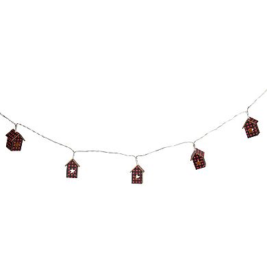 10 Count B/O LED Warm White Plaid House Christmas Lights - 4.75' Clear Wire