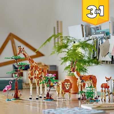 LEGO Creator 3 in 1 Wild Safari Animals Set, Giraffe, Gazelles or