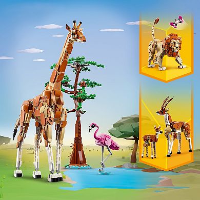 LEGO Creator 3 in 1 Wild Safari Animals Set, Giraffe, Gazelles or Lion Toy 31150
