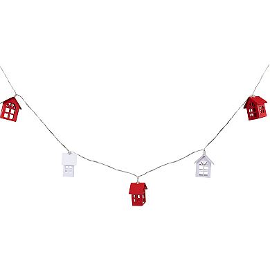 10 B/O LED Warm White Metal House Christmas Lights - 6.5' Clear Wire