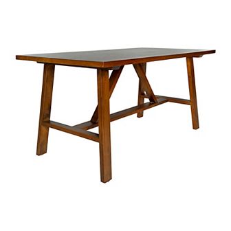 Emma And Oliver Saul Solid Wood Farmhouse Trestle Coffee Table