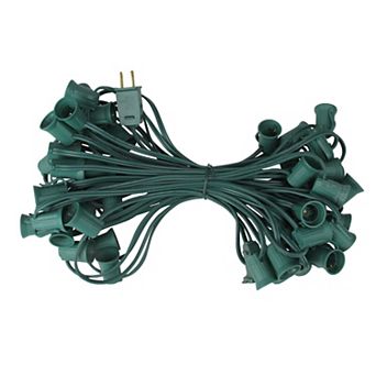 50' Green Commercial C9 Christmas Light Socket Set