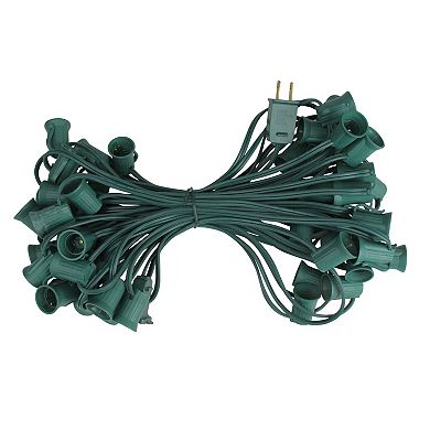 50' Green Commercial C9 Christmas Light Socket Set