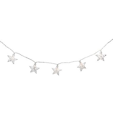 10 B/O LED Warm White Clear Star and Yarn Christmas Lights - 4.5' Clear Wire