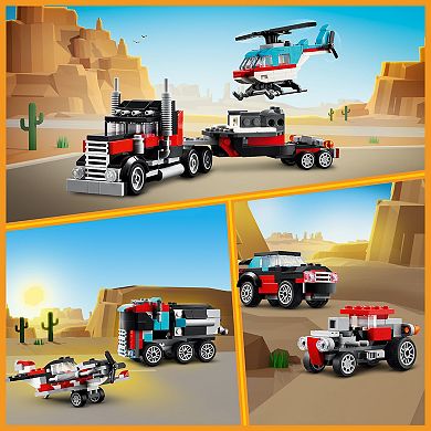 LEGO Creator 3 in 1 Flatbed Truck with Helicopter Toy 31146