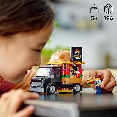 LEGO City Burger Truck Toy Building Set Pretend Play Toy 60404