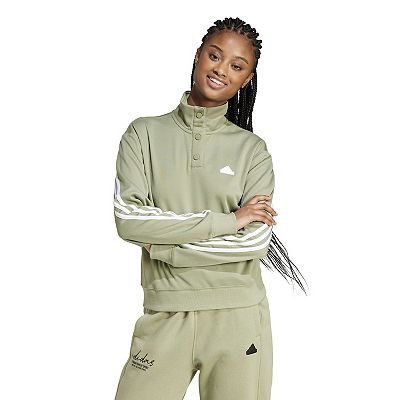 Women's adidas Iconic 3-Stripe Snap Henley Track Jacket