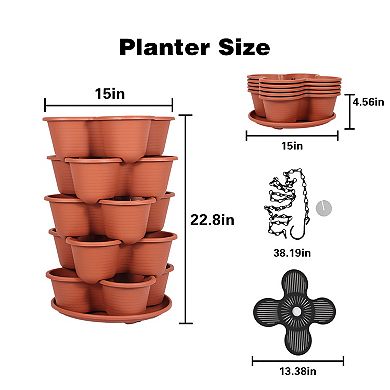 Aoodor 2-Pack of 5-Tier Stackable Planter Vertical, Tower Garden Planters