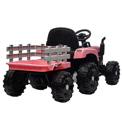 F.c Design Ride On Tractor With Trailer, 12v Battery Powered Electric Toy, Remote Control