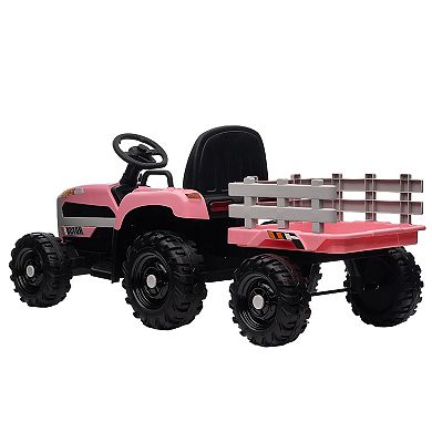 F.c Design Ride On Tractor With Trailer, 12v Battery Powered Electric Toy, Remote Control