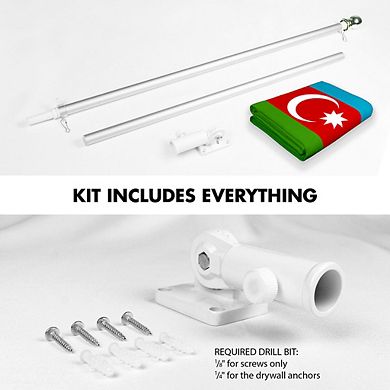 G128 3x5ft Combo Flagpole Azerbaijan Printed 150D Polyester Brass Grommets Flag