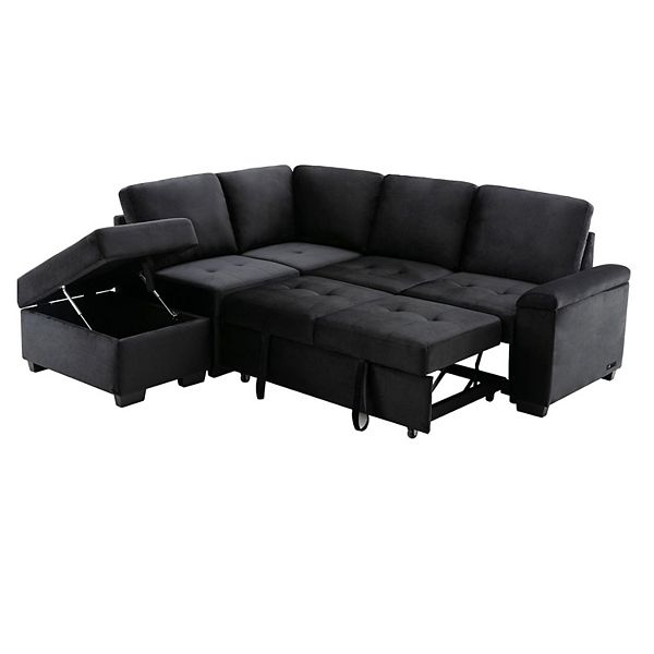 F.c Design Sleeper Sectional Sofa, Lshape Corner Couch With Storage