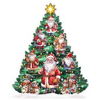 48-Inch Santa Claus Christmas Tree Outdoor Indoor Handcrafted Wooden Porch Decor by G. DeBrekht