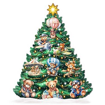 48-Inch Teddy Bear Christmas Tree Outdoor Indoor Handcrafted Wooden Decor by G. DeBrekht