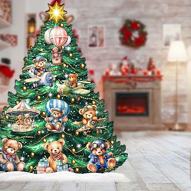 Teddy Bear Christmas Tree Outdoor Indoor Wooden Christmas Decor By G. Debrekht