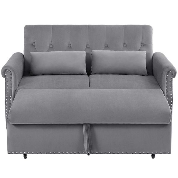 F.c Design Modern Velvet Convertible Loveseat Sleeper Sofa Couch With
