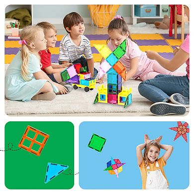 PicassoTiles 101 PC Magnetic Tiles, Magnetic Building Blocks for Kids, Magnet for Kids 3+