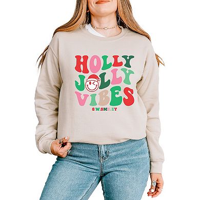 S.W.Smiley Holly Jolly Vibes Smile - Women's Graphic Sweatshirt