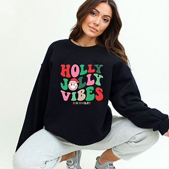 S.W.Smiley Holly Jolly Vibes Smile - Women's Graphic Sweatshirt