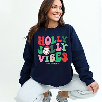 S.W.Smiley Holly Jolly Vibes Smile - Women's Graphic Sweatshirt