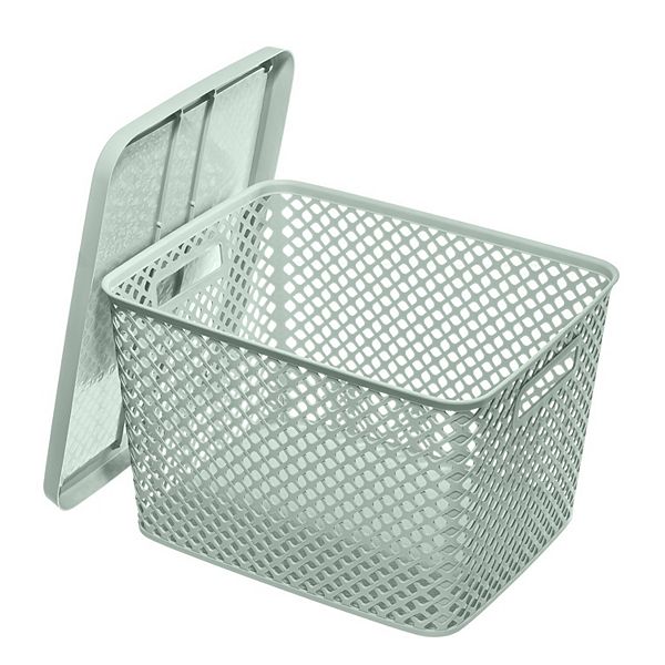 STARPLAST XL Storage Basket with Lid - Pale Aqua