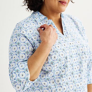 Plus Size Croft & Barrow® Tailored Button Front Shirt