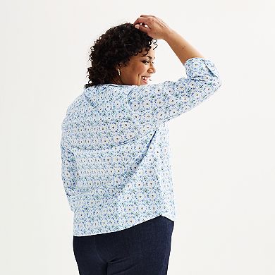 Plus Size Croft & Barrow® Tailored Button Front Shirt