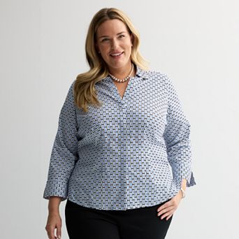 Plus Size Croft & Barrow® Tailored Button Front Shirt