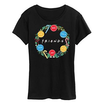 Women's Friends Christmas Wreath Graphic Tee