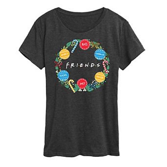 Women's Friends Christmas Wreath Graphic Tee
