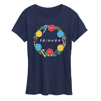 Women's Friends Christmas Wreath Graphic Tee