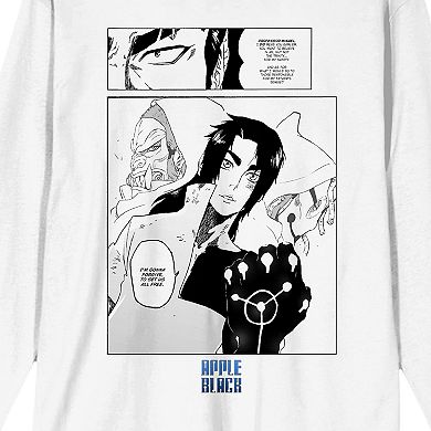 Men's Apple Black Manga Page Sano Long Sleeve Graphic Tee