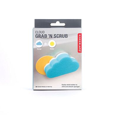 Kikkerland Cloud Grab 'N Scrub Sponge & Mount Set