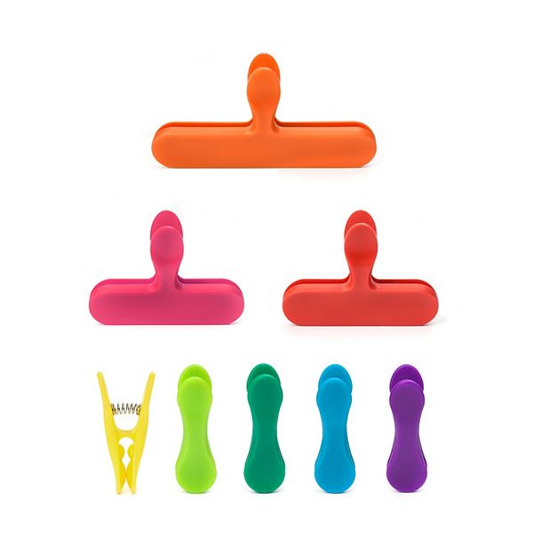 Kikkerland 8-Piece Rainbow Bag Clips Set