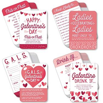 Big Dot Of Happiness Happy Galentine's Day - 4 Valentine Games 10 Cards Each Gamerific Bundle