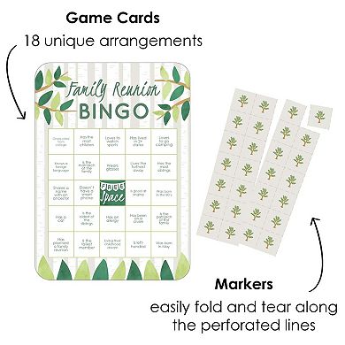 Big Dot Of Happiness Family Tree Reunion - Bingo Cards & Markers - Party Bingo Game - 18 Ct