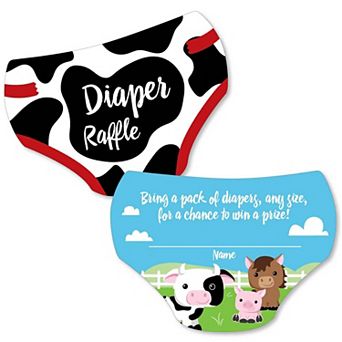 Big Dot Of Happiness Farm Animals - Barnyard Baby Shower Activities Diaper Raffle Game 24 ct