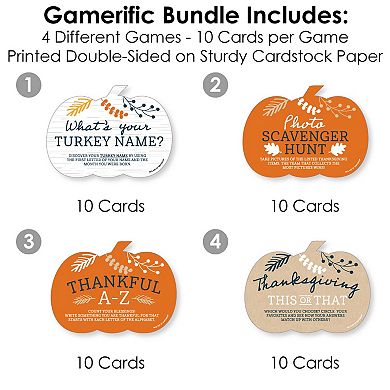 Big Dot Of Happiness Happy Thanksgiving 4 Harvest Party Games 10 Cards Each Gamerific Bundle